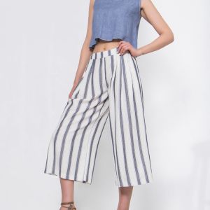 Women's striped print trousers