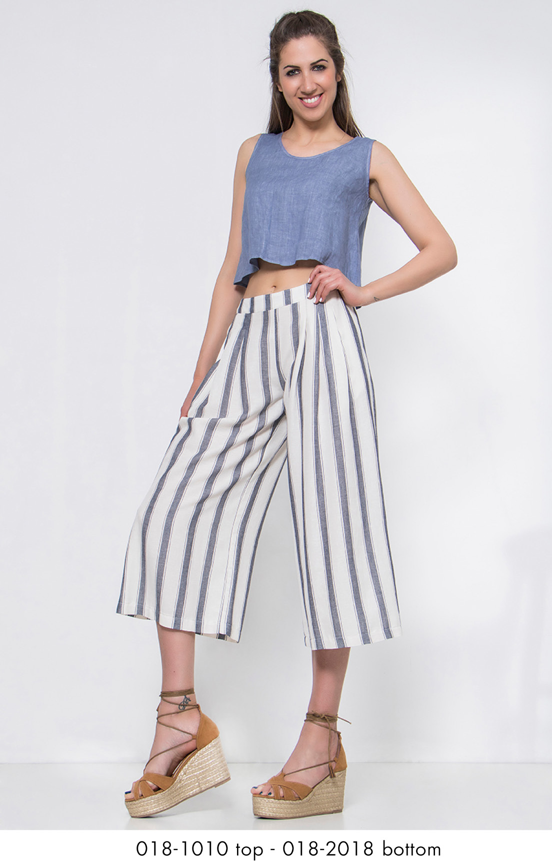Women's striped print trousers