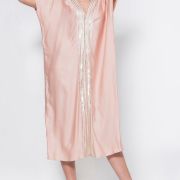 Women’s Satin Summer Kaftan – Pink Airy Silhouette with Deep V‑Neckline
