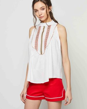Embroidered sleeveless blouse