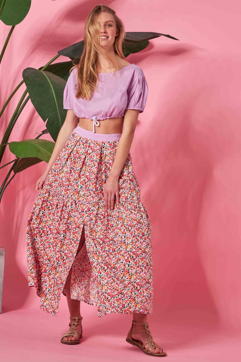 Maxi skirt floral pink