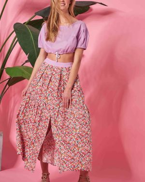 Maxi skirt floral pink