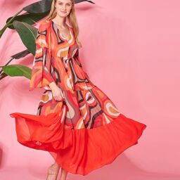 Maxi summer loose dress geometrical patterns