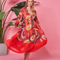 Maxi summer loose dress geometrical patterns