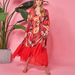 Maxi summer loose dress geometrical patterns