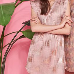 Gold pink mini dress