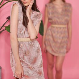 Gold pink mini dress