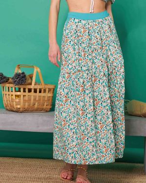 Maxi skirt floral blue