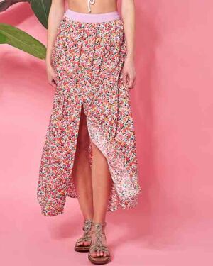 Maxi skirt floral pink