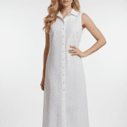 Γυναικείο Λευκό Φόρεμα με Διάτρητο Μοτίβο