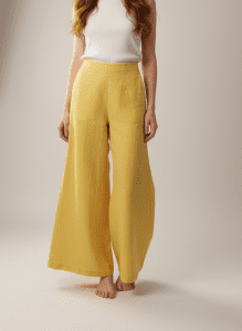 Γυναικείο Λινό Παντελόνι Καμπάνα με Λάστιχο
