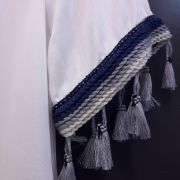 Women’s White Dress with Blue Trim