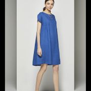 Women’s Dress in Beige & Blue – Airy, Boho & Greek‑Made for Summer Comfort