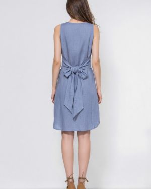 Γυναικείο Λινό Φόρεμα με V Ντεκολτέ & Ζωνάκι