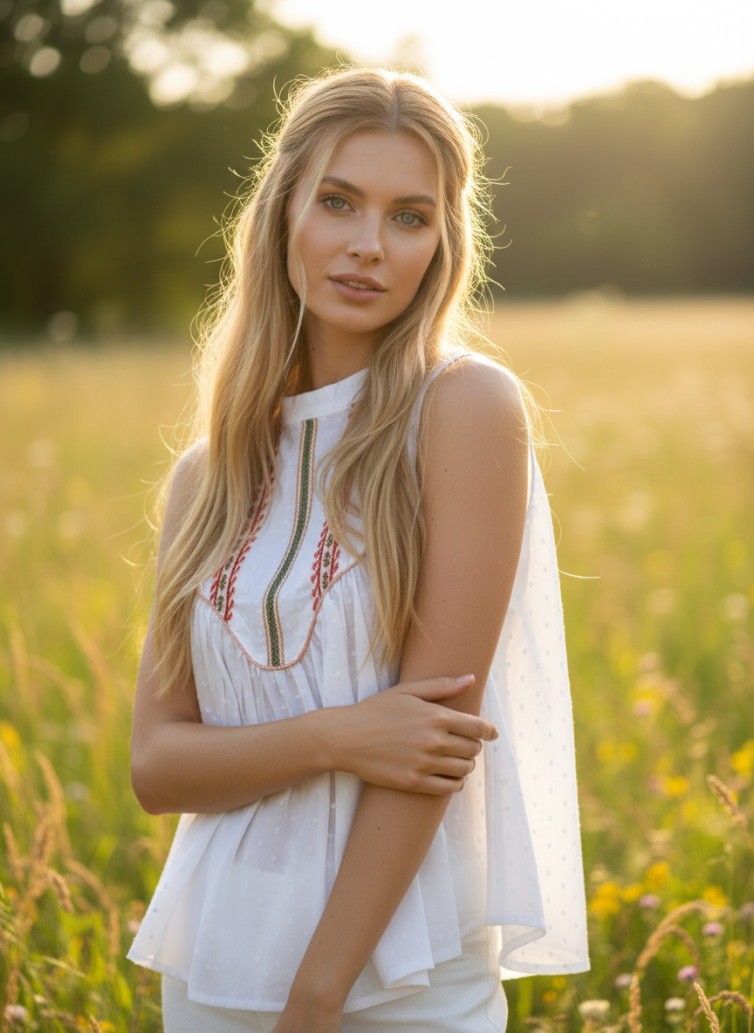 Γυναικεία Βαμβακερή Μπλούζα με Κεντητές Λεπτομέρειες – Αέρινη & Καλοκαιρινή