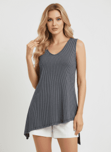Γυναικεία Βαμβακερή Rib Μπλούζα σε Γκρι – Αμάνικη & Καλοκαιρινή