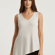 Γυναικεία Αμάνικη Μπλούζα σε Μπεζ – Viscose Blend με Ασύμμετρο Κόψιμο