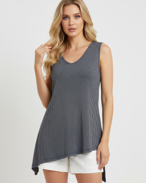 Γυναικεία Rib Μπλούζα σε Μπλε – Αμάνικη & Καλοκαιρινή