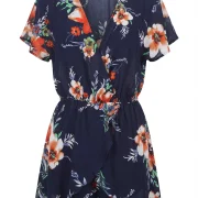 Γυναικείο Μπλε Ολόσωμο Σορτς 100% Rayon με Floral Μοτίβο – Αέρινο & Καλοκαιρινό