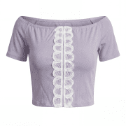 Women’s Lilac Cropped Top with Vertical Lace Detail – Romantic & Summer‑Ready