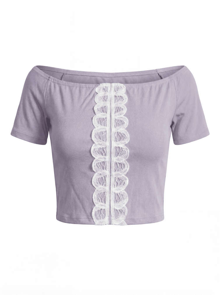Women’s Lilac Cropped Top with Vertical Lace Detail – Romantic & Summer‑Ready