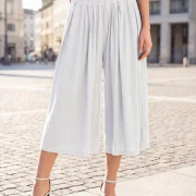 Γυναικείο Ανοιχτόχρωμο Culotte Παντελόνι με Φαρδιά Γραμμή – Άνετο & Αέρινο