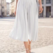 Γυναικείο Ανοιχτόχρωμο Culotte Παντελόνι με Φαρδιά Γραμμή – Άνετο & Αέρινο