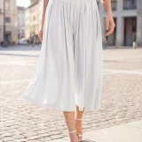 Γυναικείο Ανοιχτόχρωμο Culotte Παντελόνι με Φαρδιά Γραμμή – Άνετο & Αέρινο