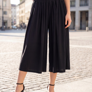 Γυναικείο Μαύρο Culotte Παντελόνι με Φαρδιά Γραμμή – Αέρινο & Κομψό