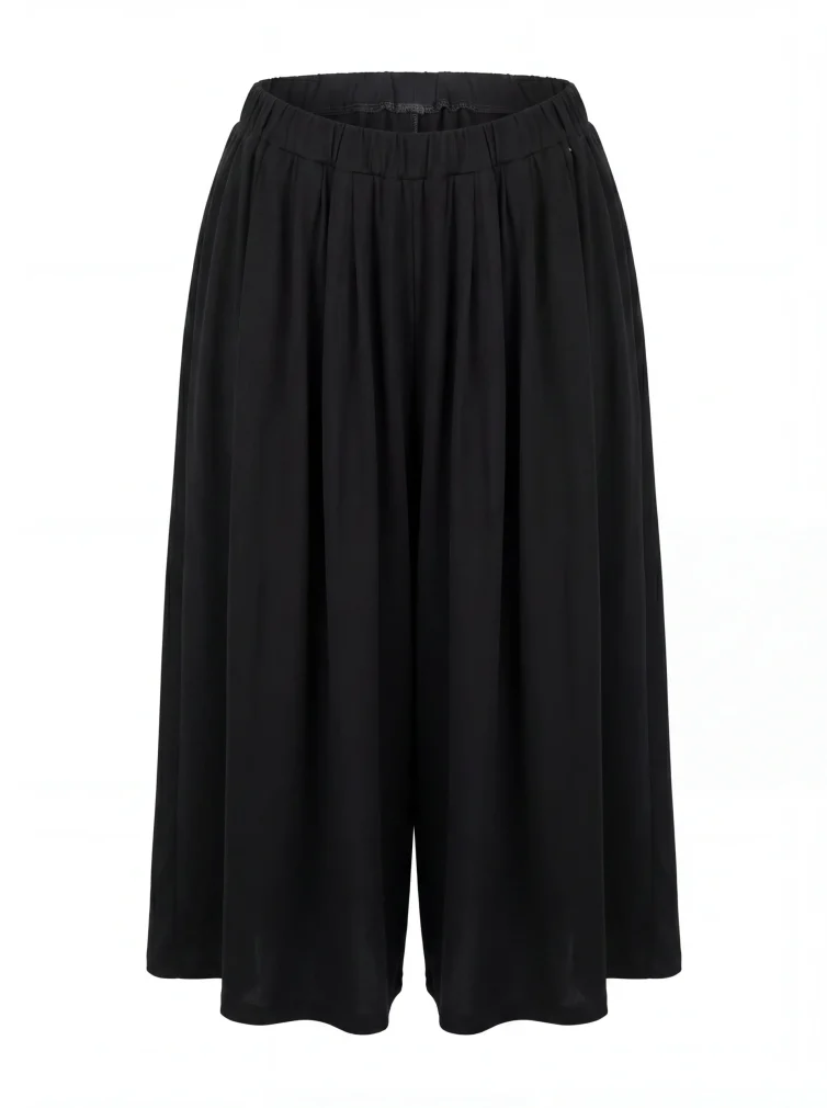 Γυναικείο Μαύρο Culotte Παντελόνι με Φαρδιά Γραμμή – Αέρινο & Κομψό