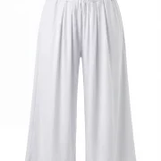 Γυναικείο Ανοιχτόχρωμο Culotte Παντελόνι με Φαρδιά Γραμμή – Άνετο & Αέρινο