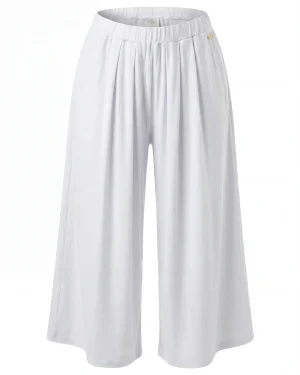 Γυναικείο Ανοιχτόχρωμο Culotte Παντελόνι με Φαρδιά Γραμμή – Άνετο & Αέρινο