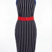 Γυναικείο Ριγέ Φόρεμα 95% Viscose 5% Elastan με Ζώνη – Άνετο & Κομψό