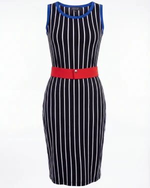 Γυναικείο Ριγέ Φόρεμα 95% Viscose 5% Elastan με Ζώνη – Άνετο & Κομψό