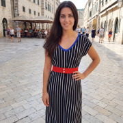 Women’s Black Striped Dress Viscose with Belt – Airy & Elegant