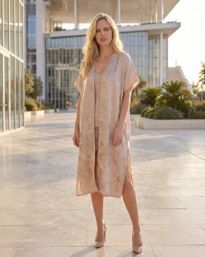 Γυναικείο Σατέν Κιμονό με Floral Σχέδιο – Κομψό, Λαμπερό & Καλοκαιρινό