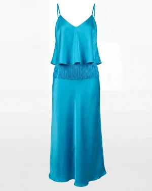 Γυναικείο Τιρκουάζ Σατέν Φόρεμα – Λαμπερό, Δροσερό & Καλοκαιρινό