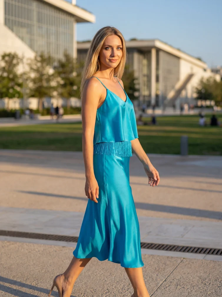 Women’s Turquoise Satin Dress – Shiny, Fresh & Summer‑Ready