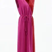 Γυναικείο Καφτάνι 100% Viscose με Βάτες – Δίχρωμο Ροζ/Κόκκινο
