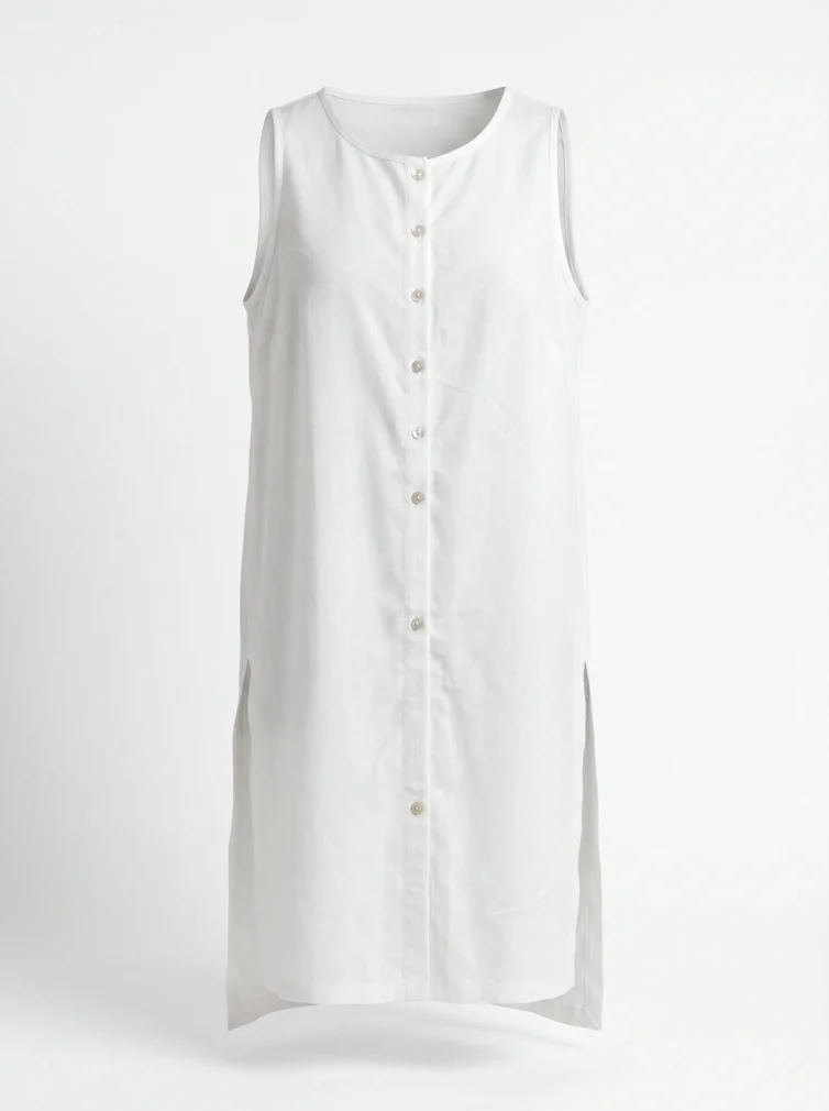 Μακρύ Γυναικείο Πουκάμισο Καλοκαιρινό Viscose–Linen με Πλαϊνά Ανοίγματα