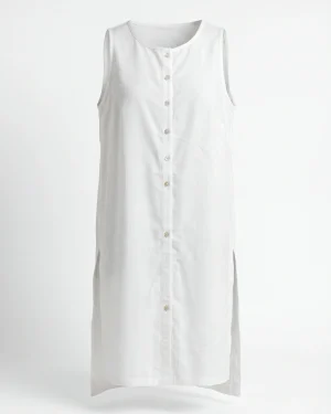 Μακρύ Γυναικείο Πουκάμισο Καλοκαιρινό Viscose–Linen με Πλαϊνά Ανοίγματα