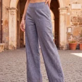Γυναικείο Παντελόνι Καλοκαιρινό Viscose–Linen με Αόρατο Φερμουάρ στο Πλάι