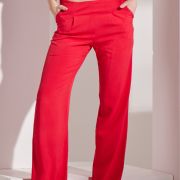 Γυναικείο Resort Παντελόνι 100% Viscose – Κόκκινο Αέρινο με Φαρδιά Γραμμή