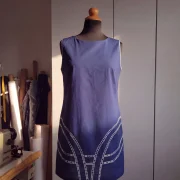 Mini Elegant Summer Dress Cotton–Lycra with Embroidery & Matching Armhole Trim