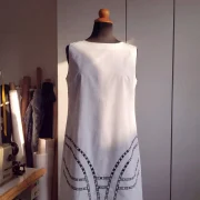 Mini Resort Summer Dress Cotton–Lycra with Embroidery & Matching Armhole Trim