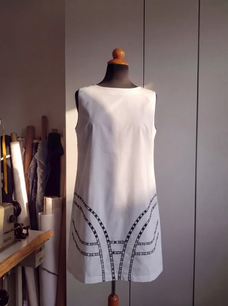 Mini Resort Summer Dress Cotton–Lycra with Embroidery & Matching Armhole Trim