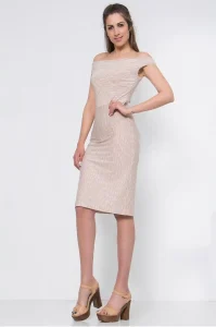 Ελαστικό Φόρεμα Off‑Shoulder με Ριγέ Υφή & Κομψή Εφαρμογή