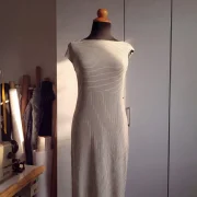 Modern Elastic Off‑Shoulder Dress with Ribbed Texture & Elegant Fit