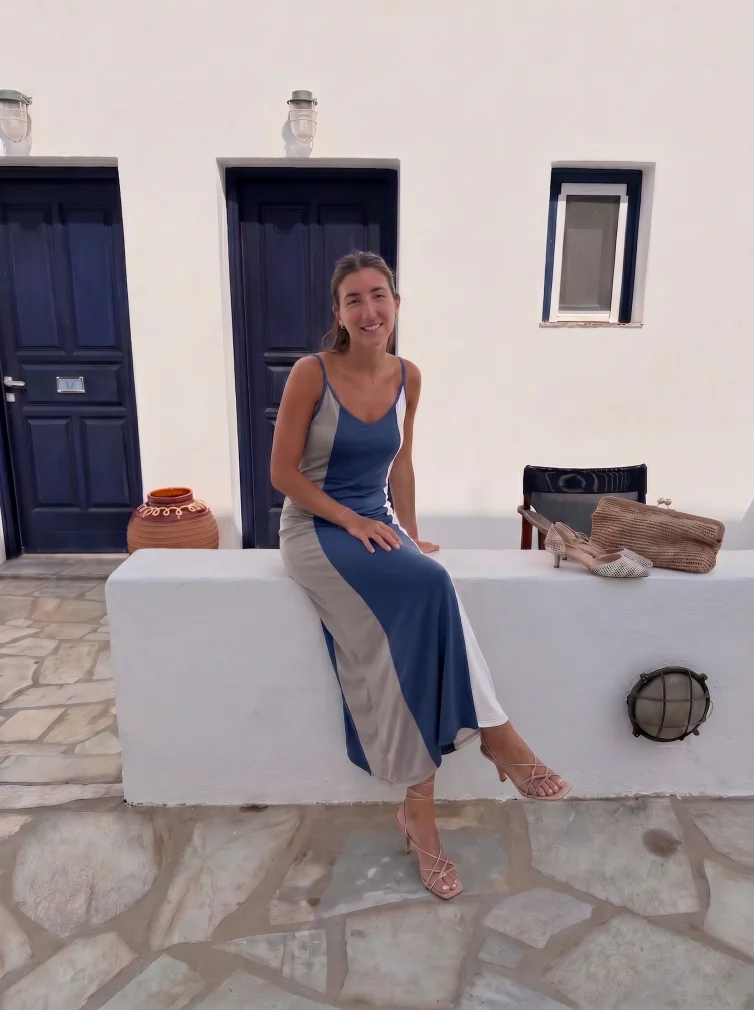 Φόρεμα Μακρύ Αέρινο Modal–Polyester με Τιράντα & Αυξομείωση – Colorblock Chic