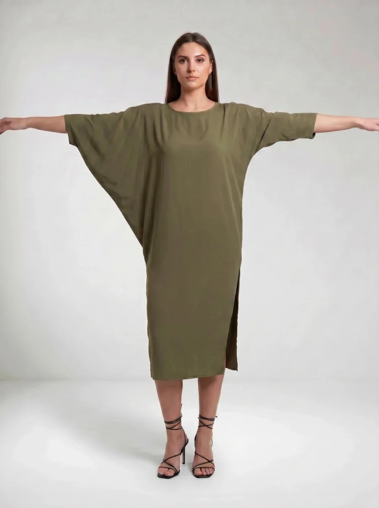 Καφτάνι Γυναικείο 100% Viscose με Πλαϊνό Άνοιγμα & Ασύμμετρο Σχέδιο